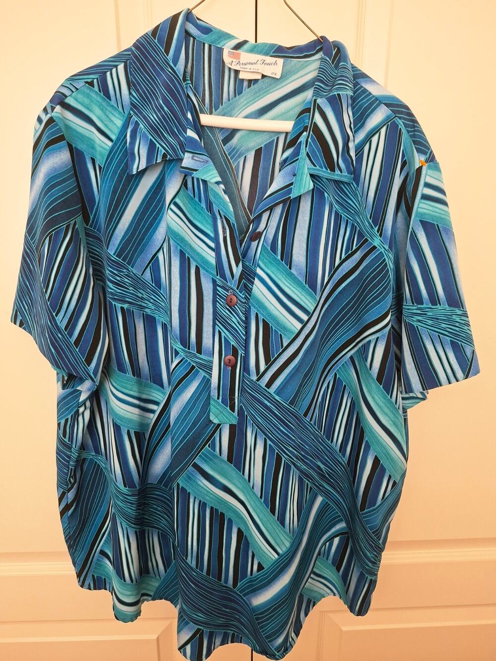 Vintage A Personal Touch Women's Shirt 1/2 Button Geometric  2X